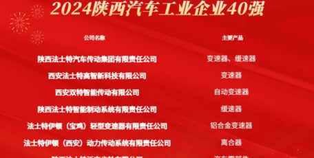 法士特榮登陜西汽車工業(yè)40強(qiáng)
